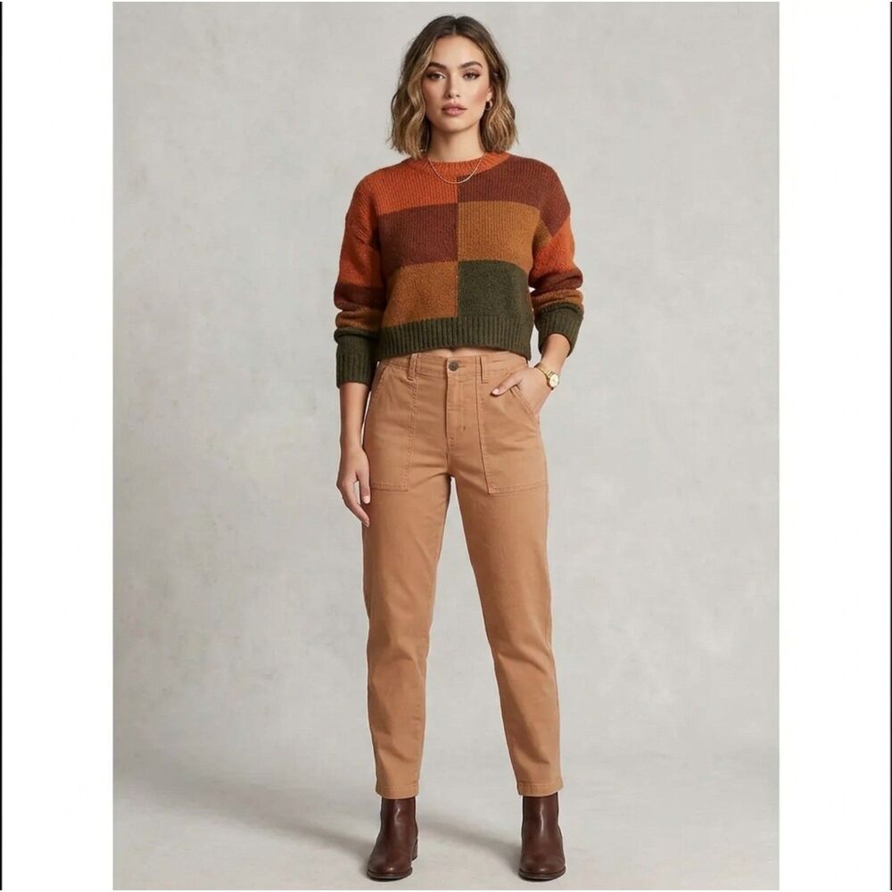 Knox Rose Brown Relaxed Straight Leg Patch Pocket Utility Pants Size XL NEW